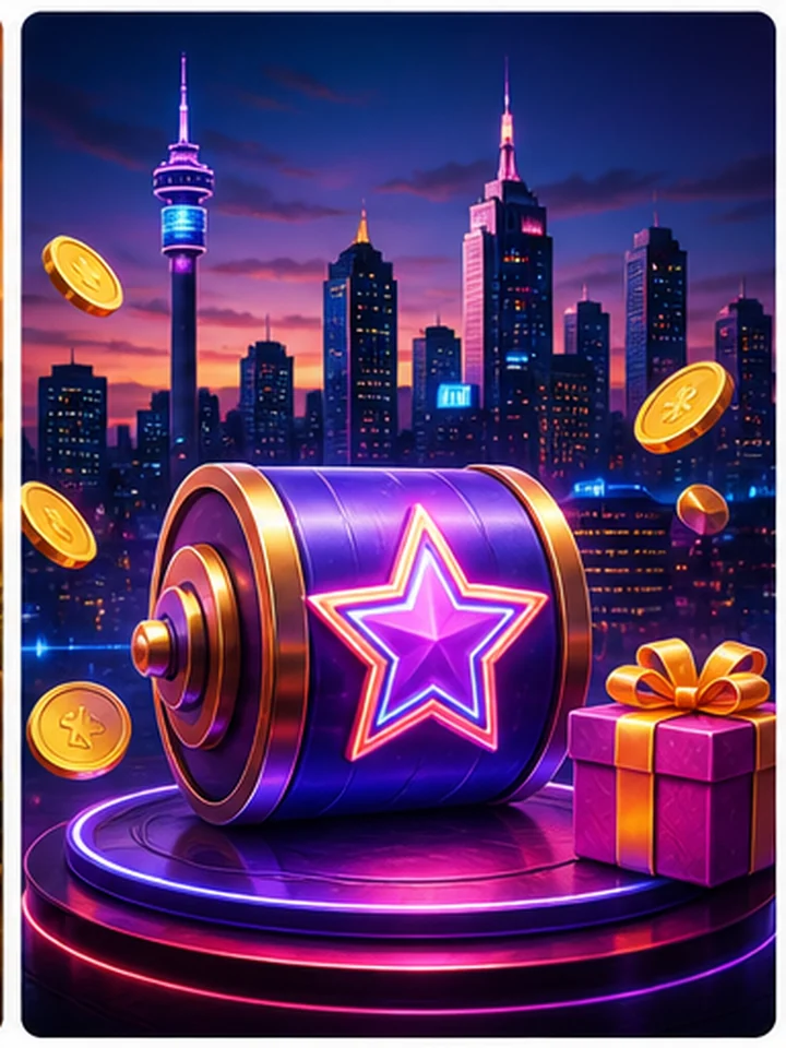 Neon city social slot preview artwork